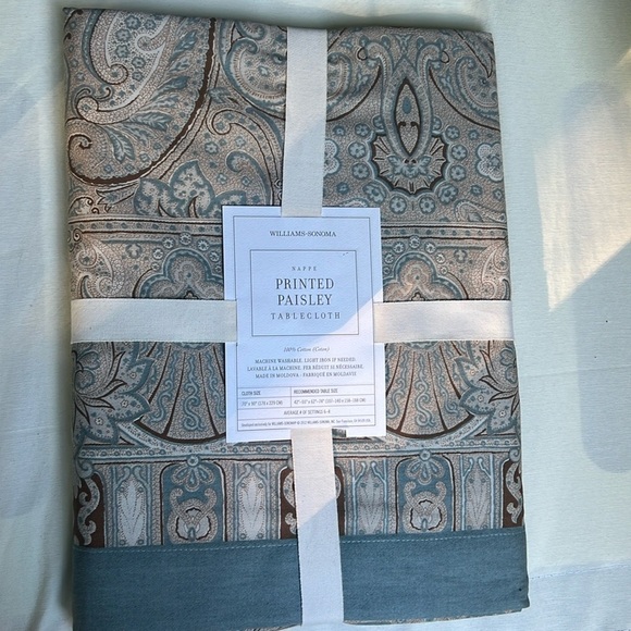 Williams Sonoma Other - New Williams-Sonoma Blue Paisley Tablecloth 70X90 6-8 average settings